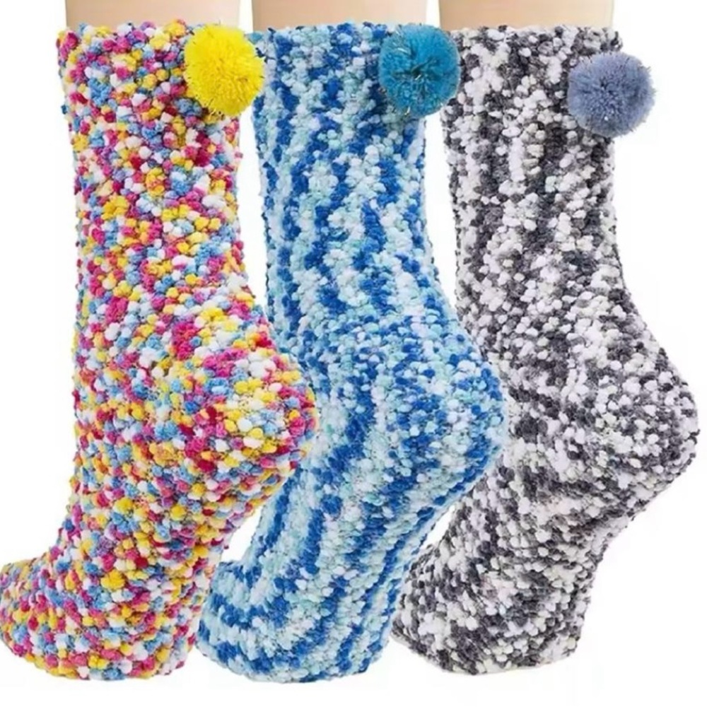 (3) Socks with Pom Poms